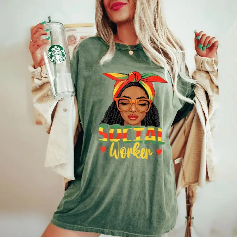 Social Worker African American Black History Month Women's Oversized Comfort T-Shirt