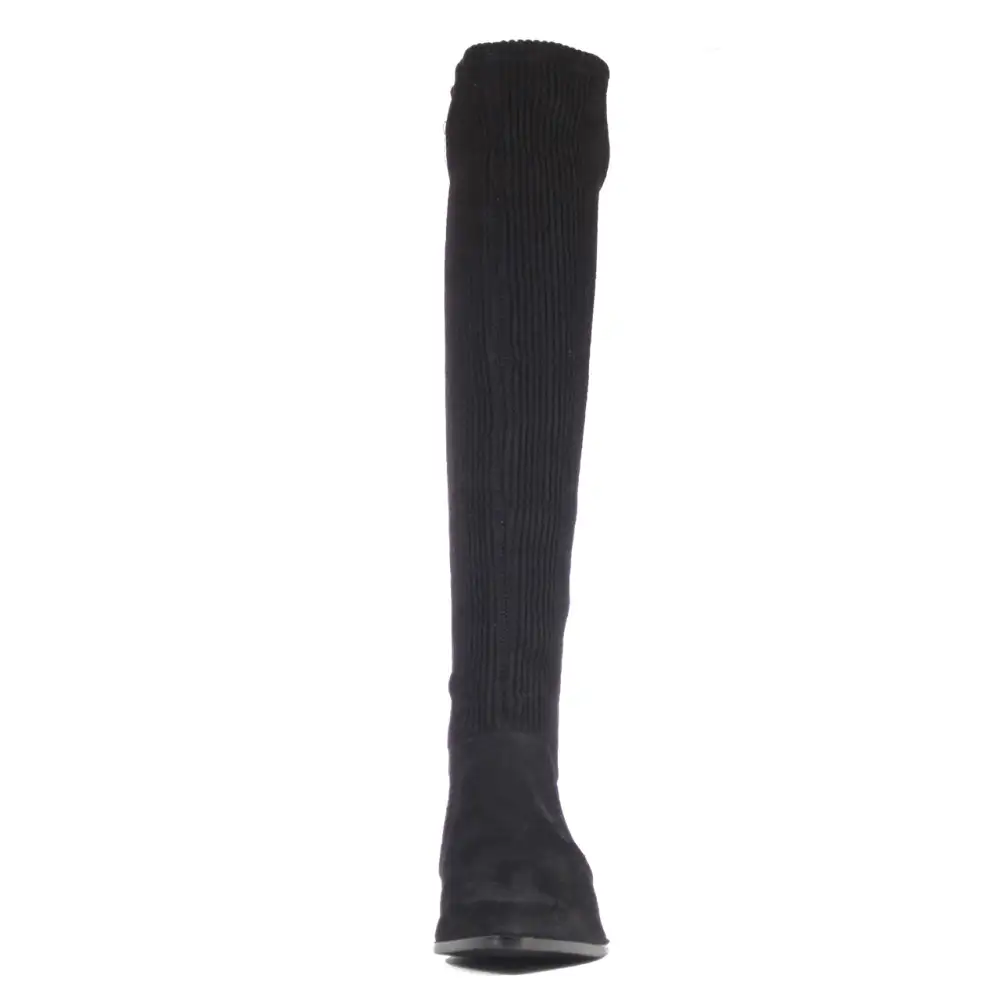 Mixed Material Sock Stretch Knee High Boots