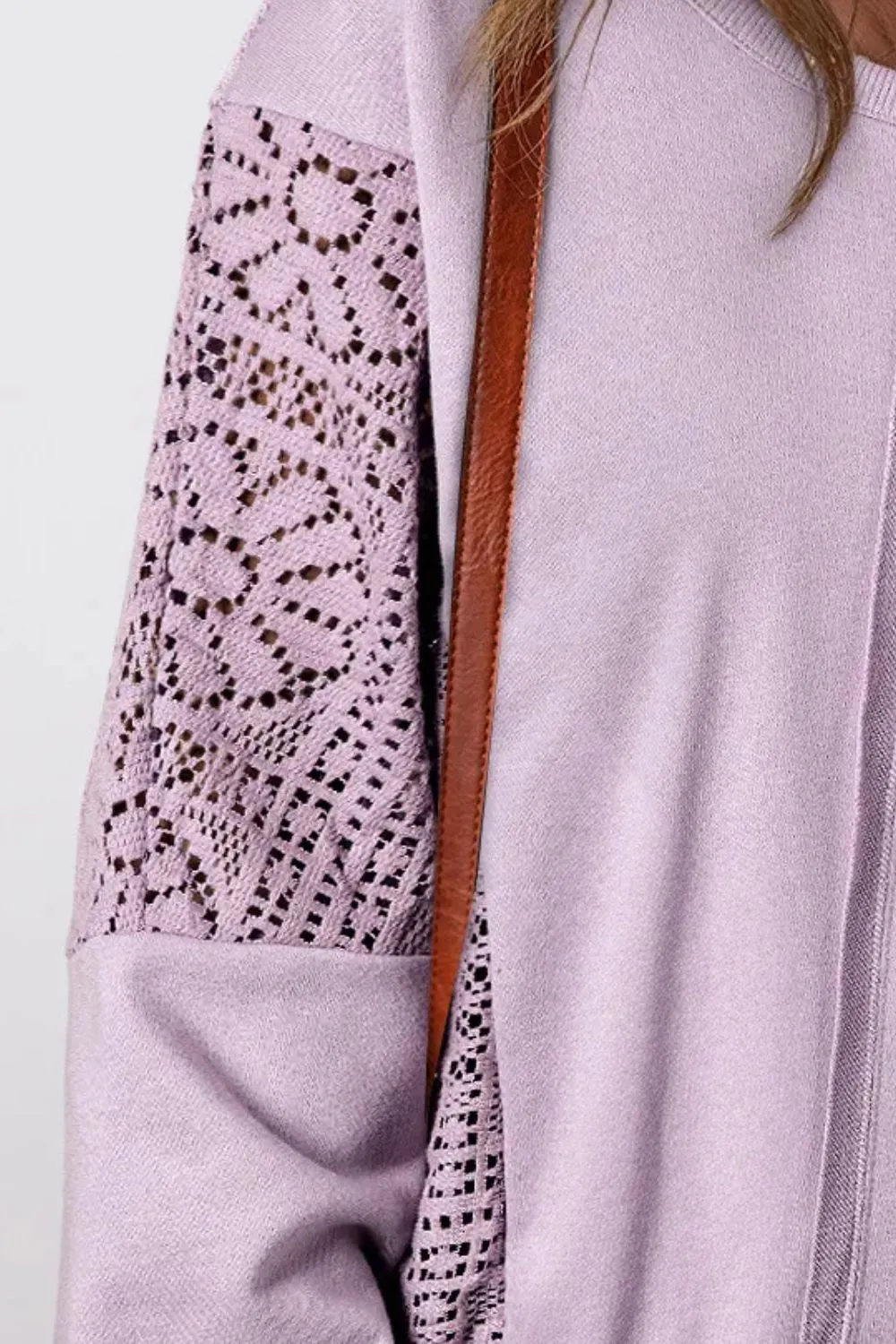 Round Neck Openwork Sweatshirt