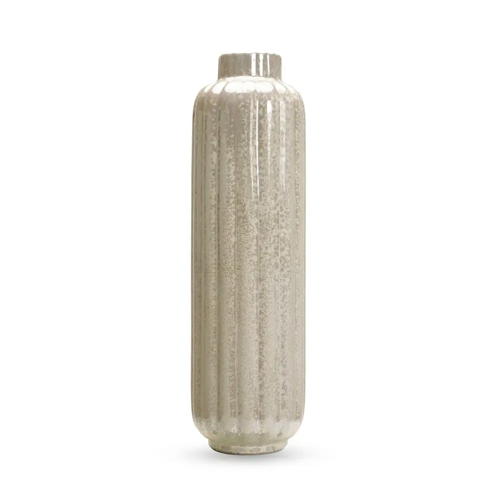 Ivory Tall Ribbed Vase