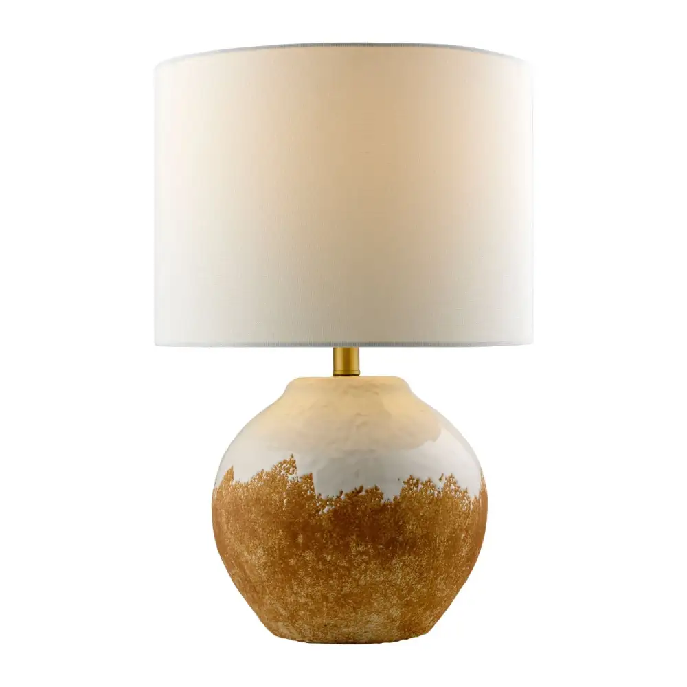 Two-Tone Linen Shade Ceramic Metal Iron Table Lamp