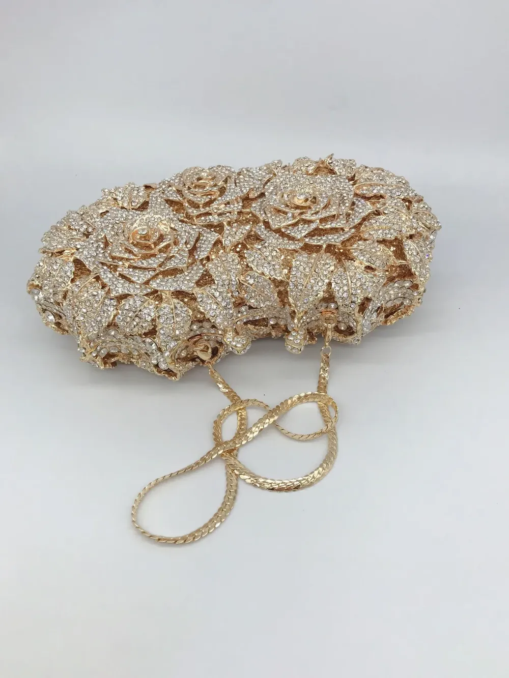 Lilith Cut-out Rose and Rhinestone Clutch