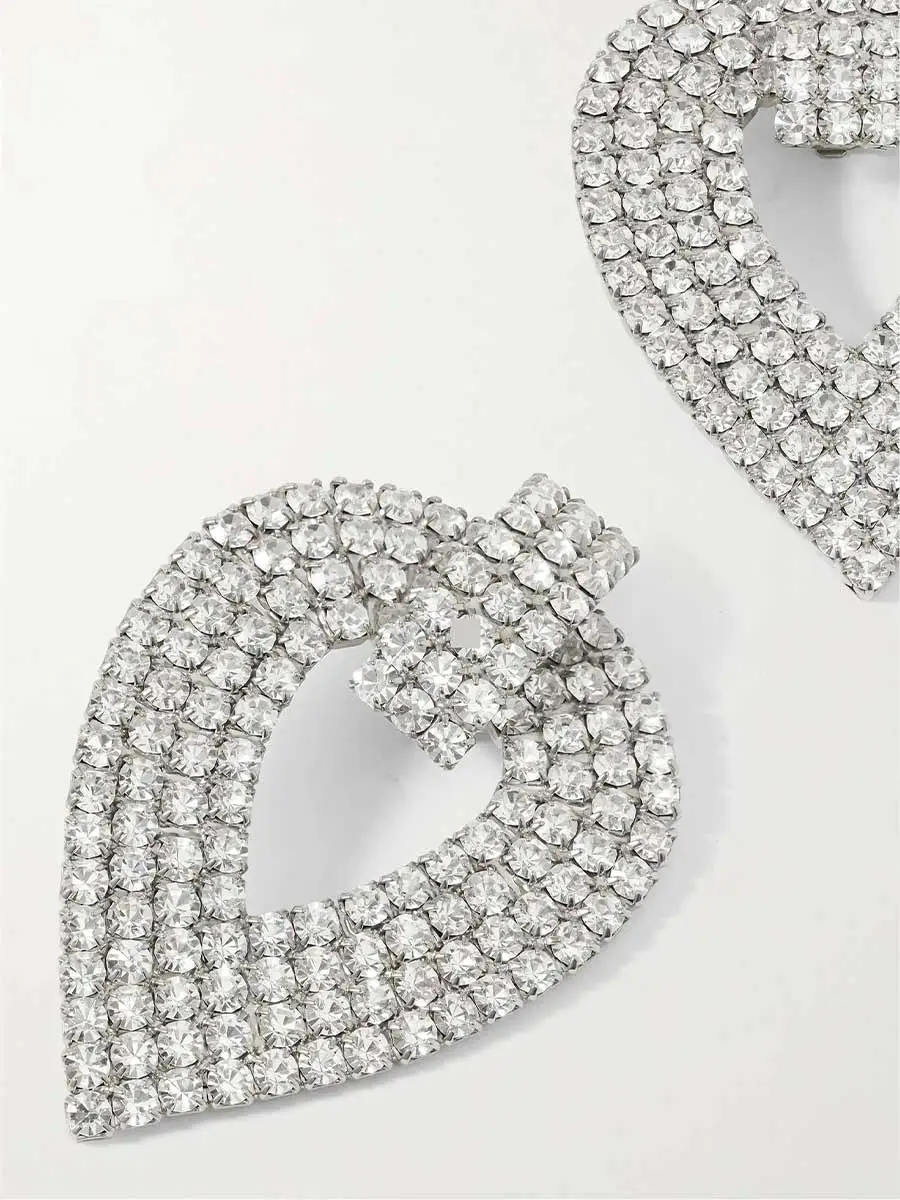 Veda Hollow Crystal Heart Earrings