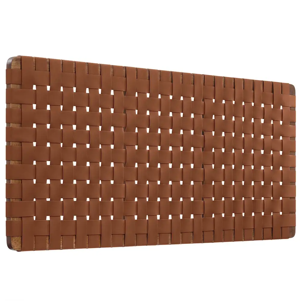 Solid Wood Frame Weave Vegan Leather Headboard