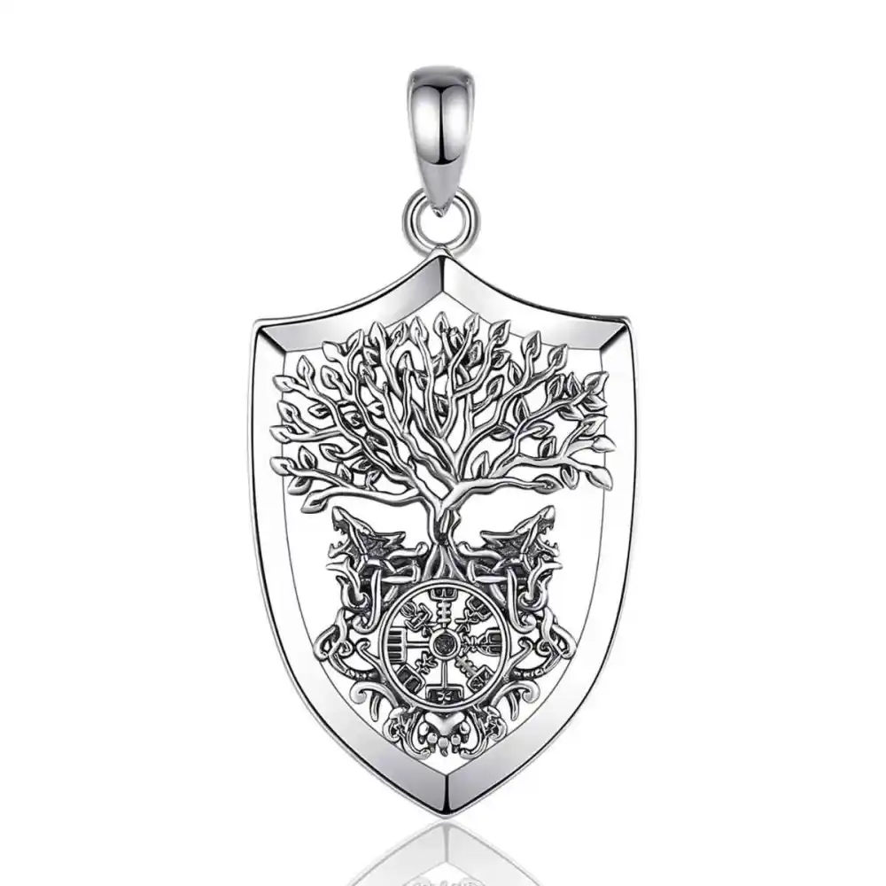 Men's Yggdrasil Shield Pendant Necklace