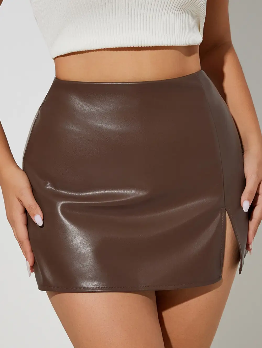 Slit Hem Bodycon Mini Skirt