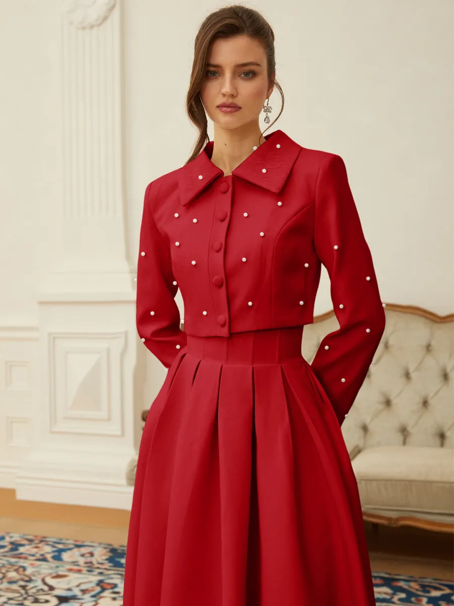 Brooklyn Pearl Jacket & Pleated Skirt Set