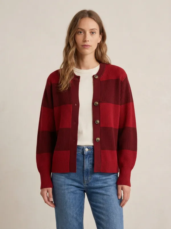 Classic Knit Rugby Striped Knit Cardigan