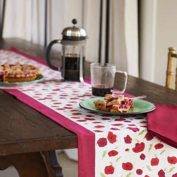 Refined Poppy Floral Table Runner