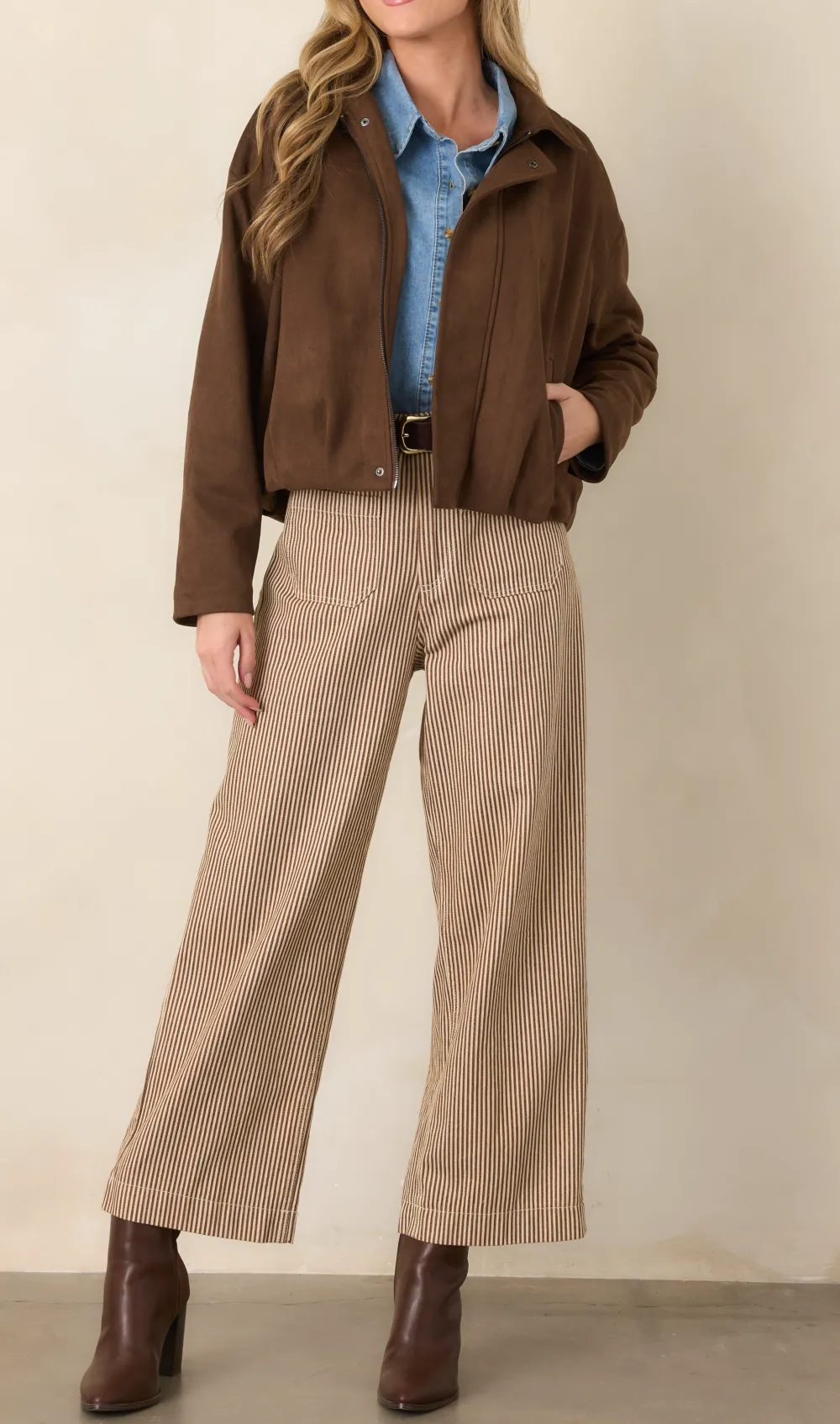 Zip-Front Faux Suede Jacket