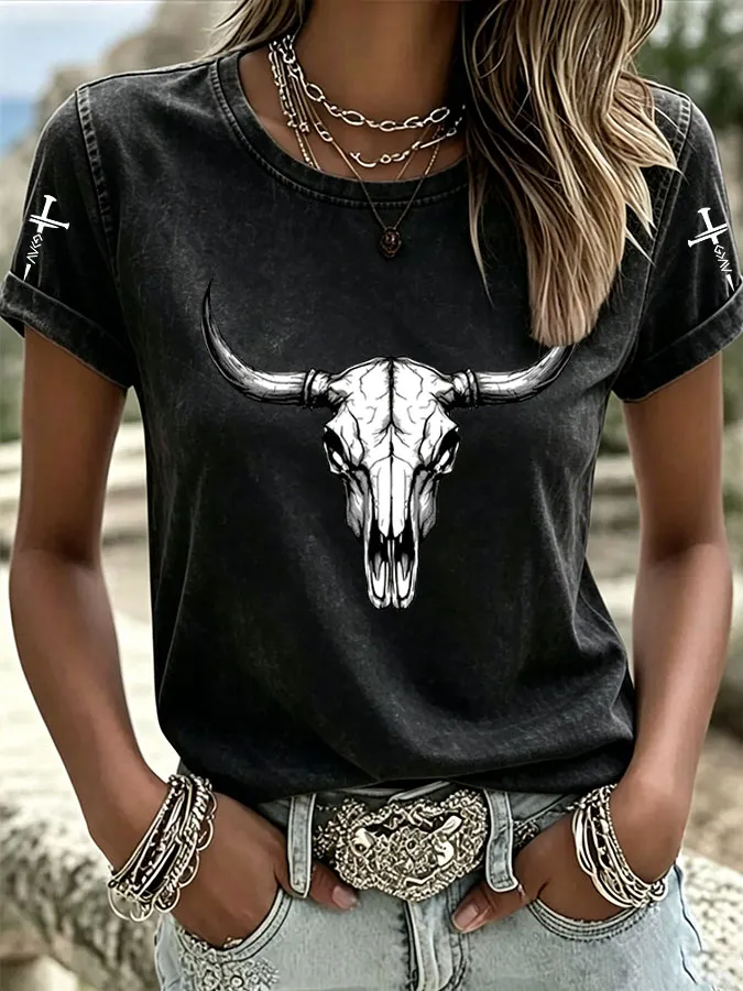 Women'S Western American Cross Casual T-Shirt