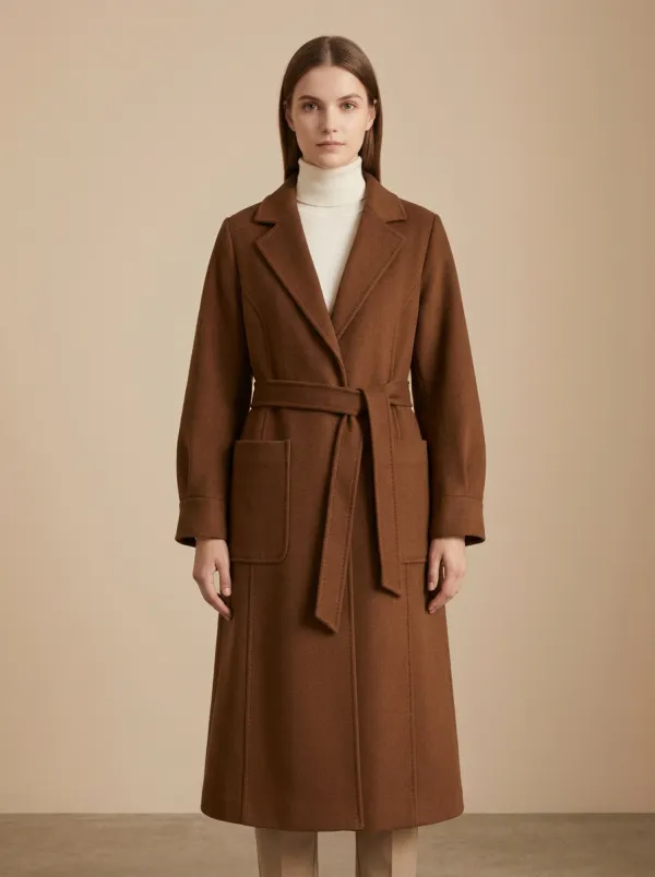 Belted Wool-Blend Outerwear Coat