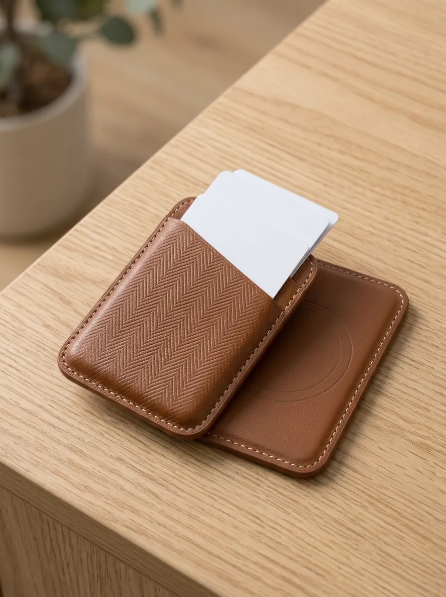 Herringbone Pattern Magnetic Phone Card Holder