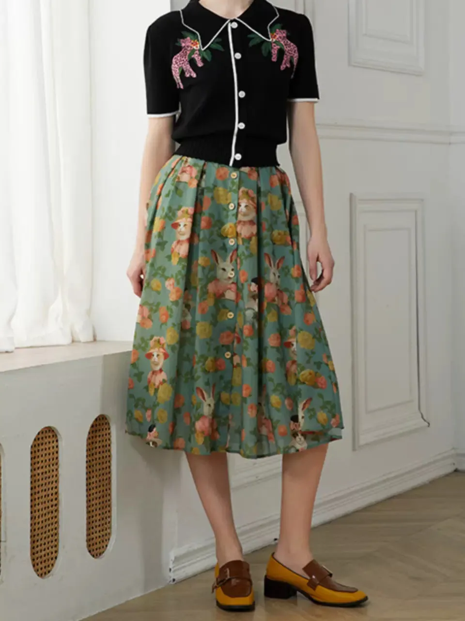 Cat Motif Skirt