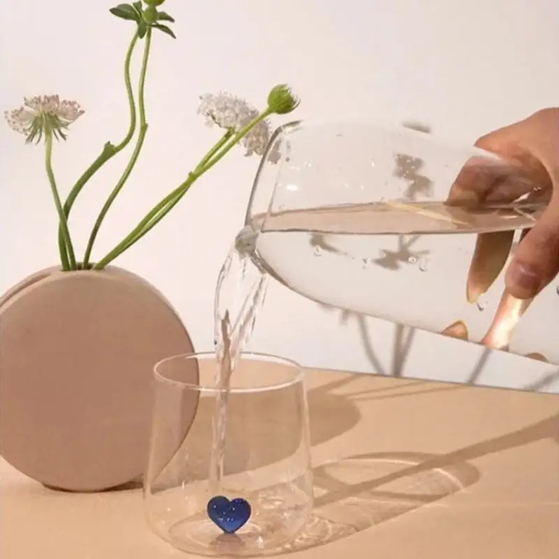 Sculpted Heart Glass Tumblers