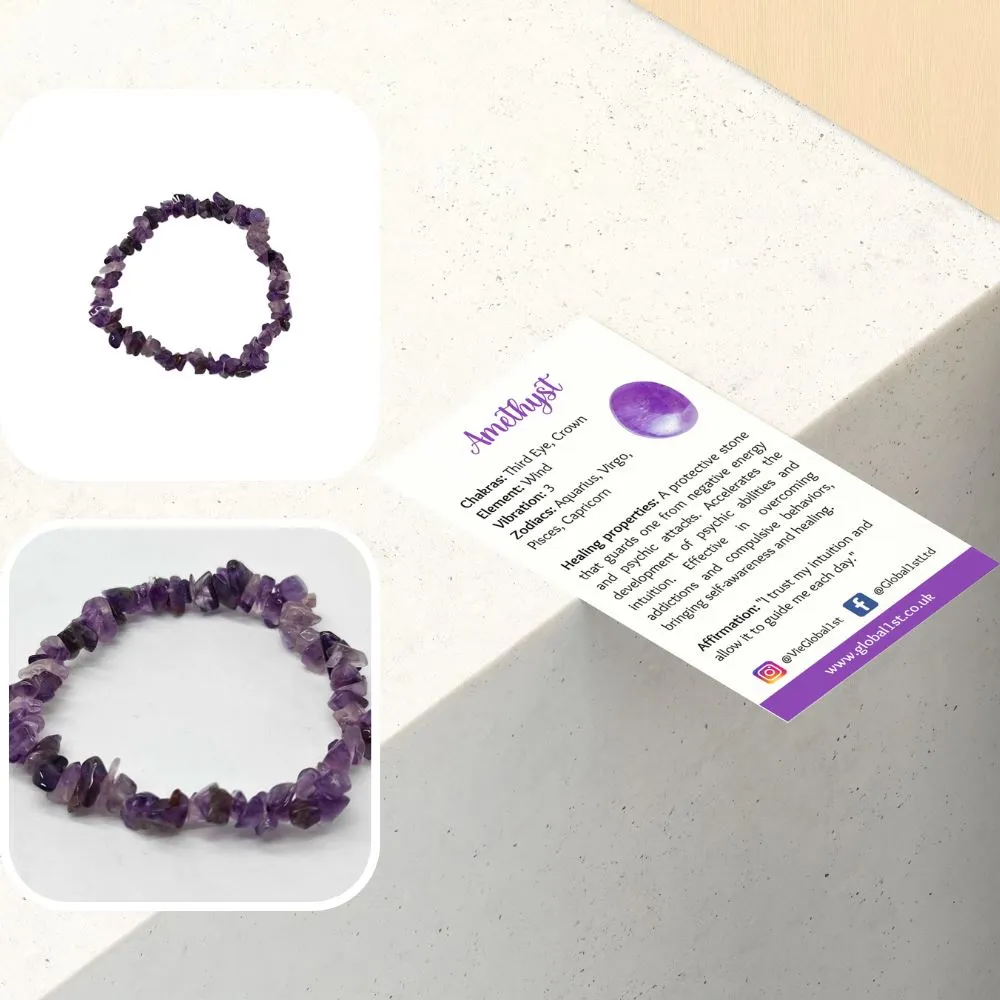 Chip-Stone Stretch Gemstone Crystal Bracelet