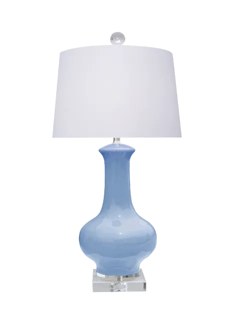 Gourd-Form Porcelain Drum-Shade Lamp