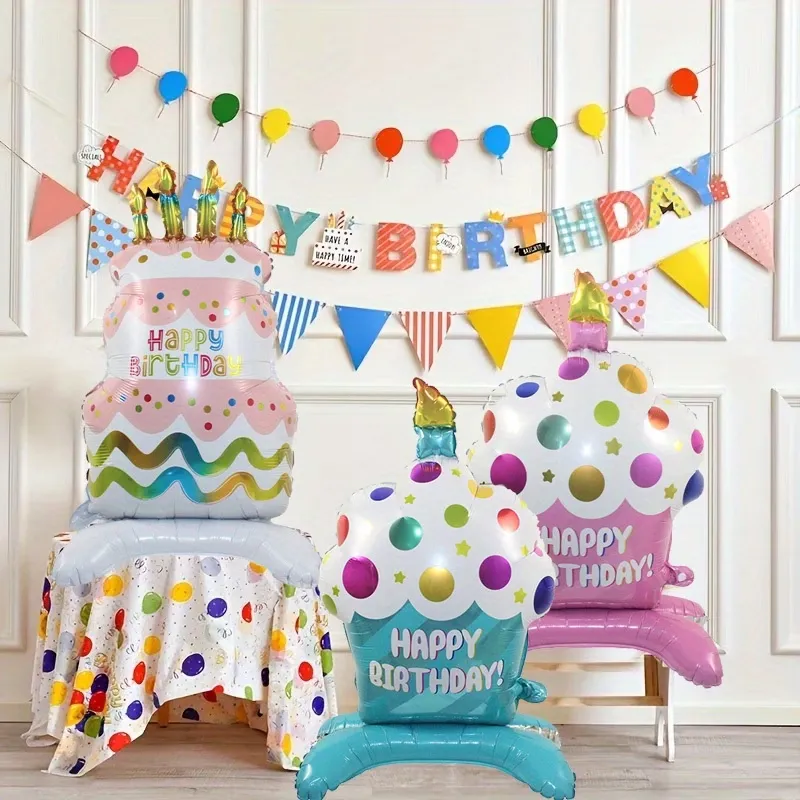 3 Pcs Birthday Cake Balloon Set