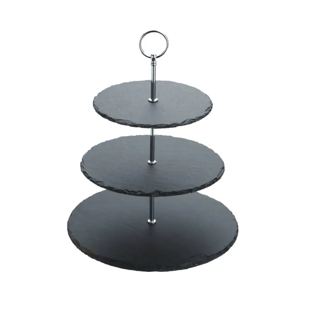 Slate Three Tier Round Serving Stand