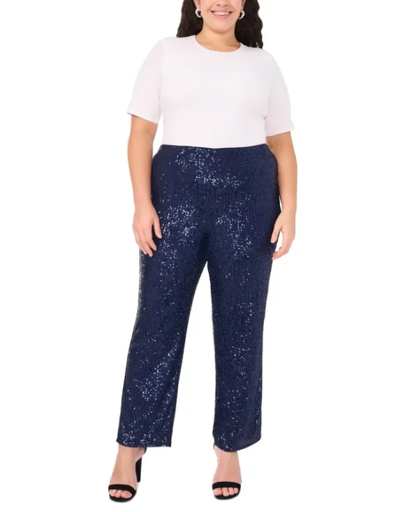Sequined Mesh Wide Leg Pants