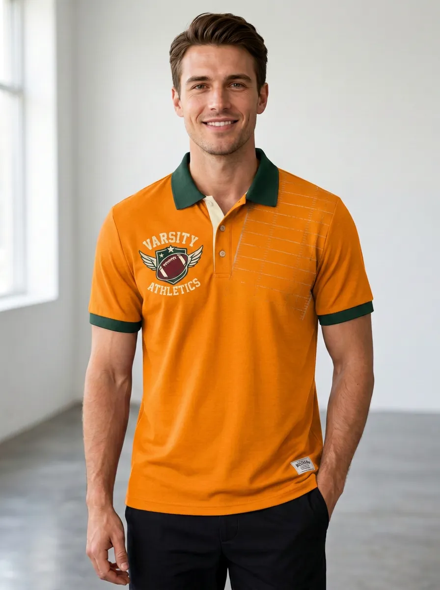Men's Bold Gridiron Helmet Graphic Polo Shirt