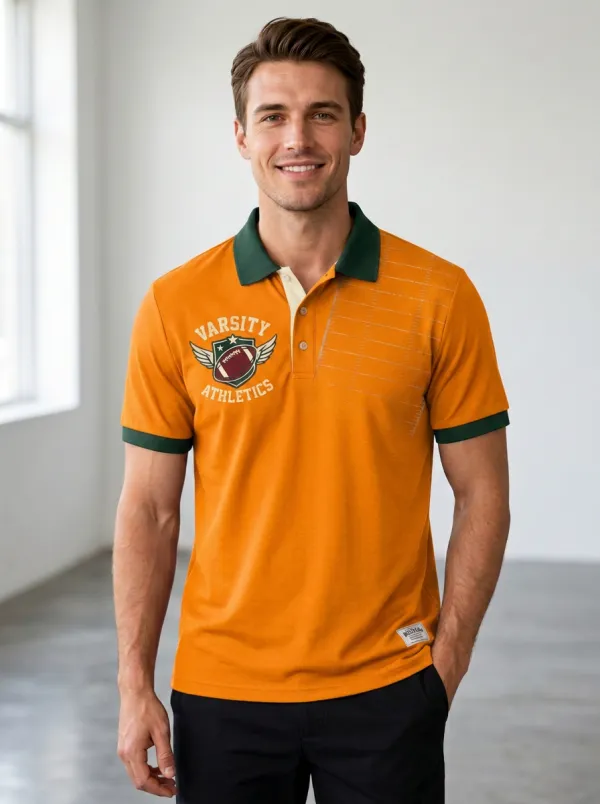 Men's Bold Gridiron Helmet Graphic Polo Shirt