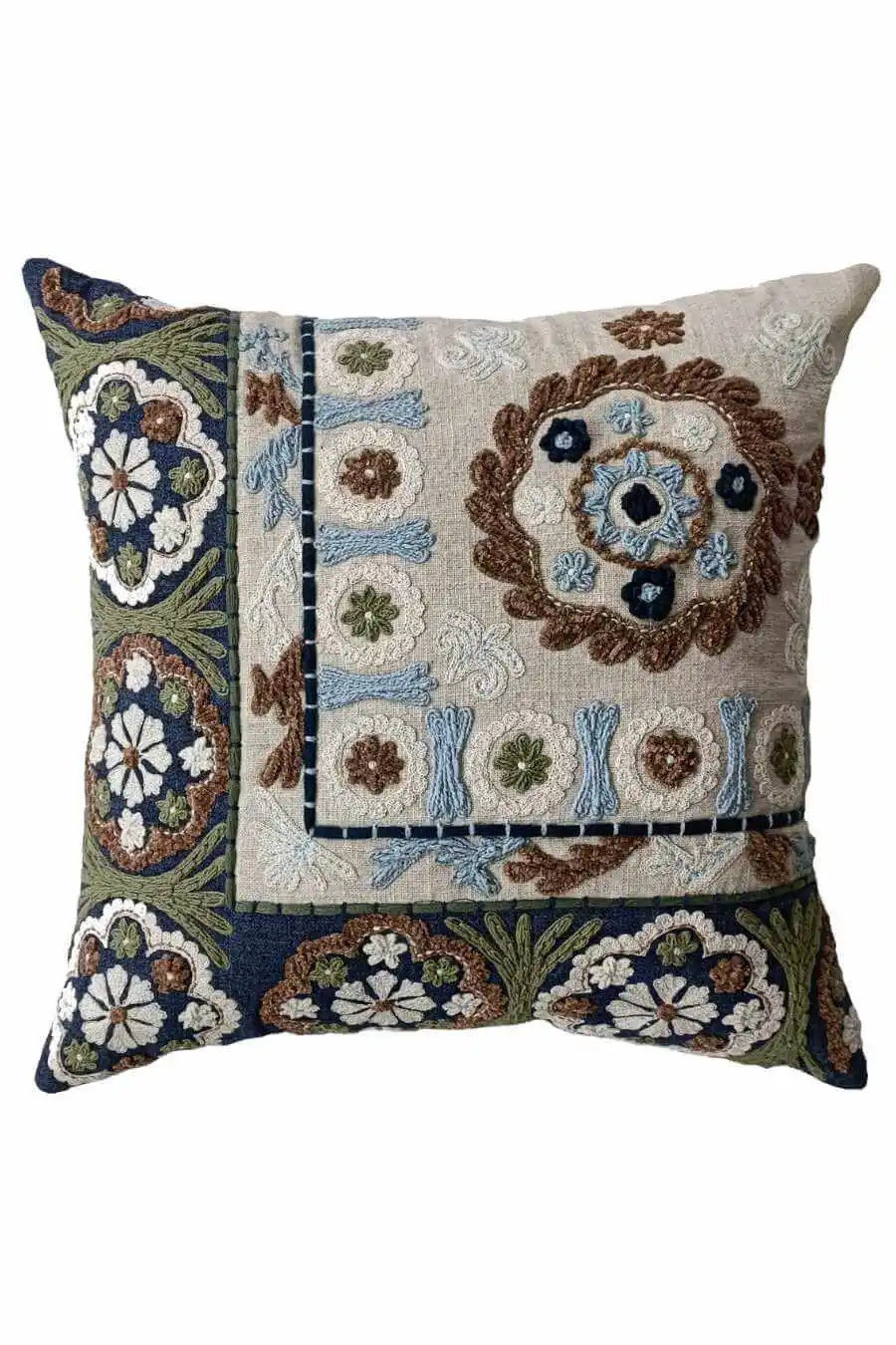 Hand Embroidered Cotton Linen Decorative Cushion Cover