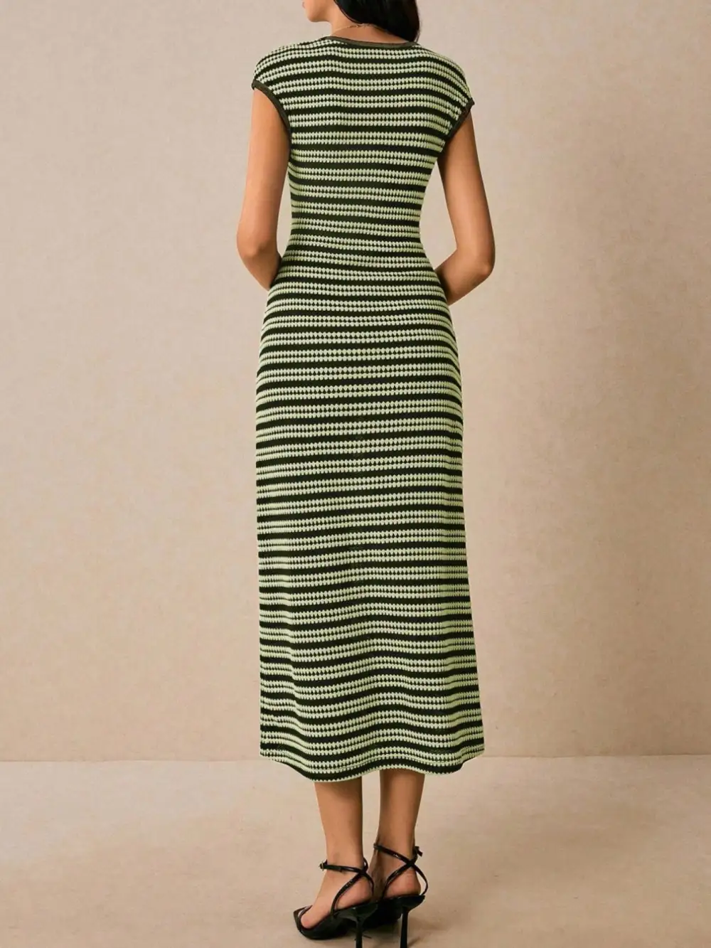 Bodycon Cotton Striped Midi Dress
