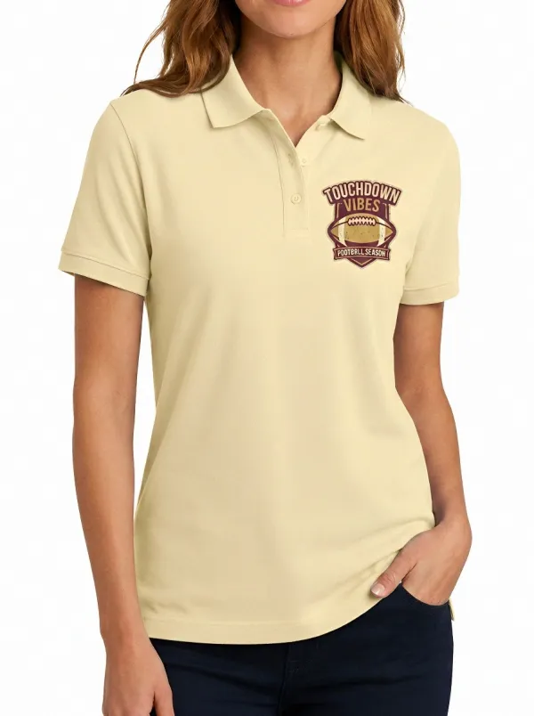 Women's Football Lover Touchdown Vibes Printed Polo Shirt