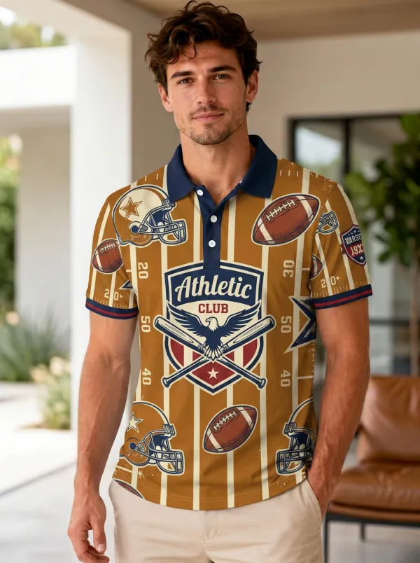 Men's Football Athletic Club Eagle Helmet Polo Shirt