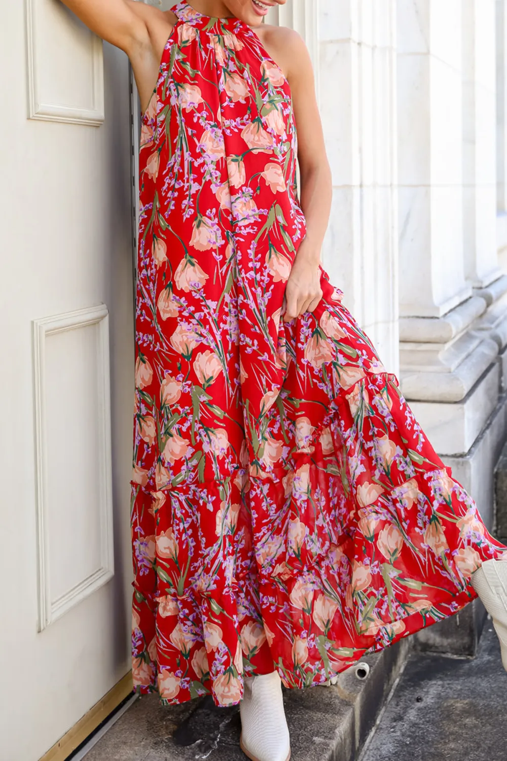 Red Floral Maxi Dress