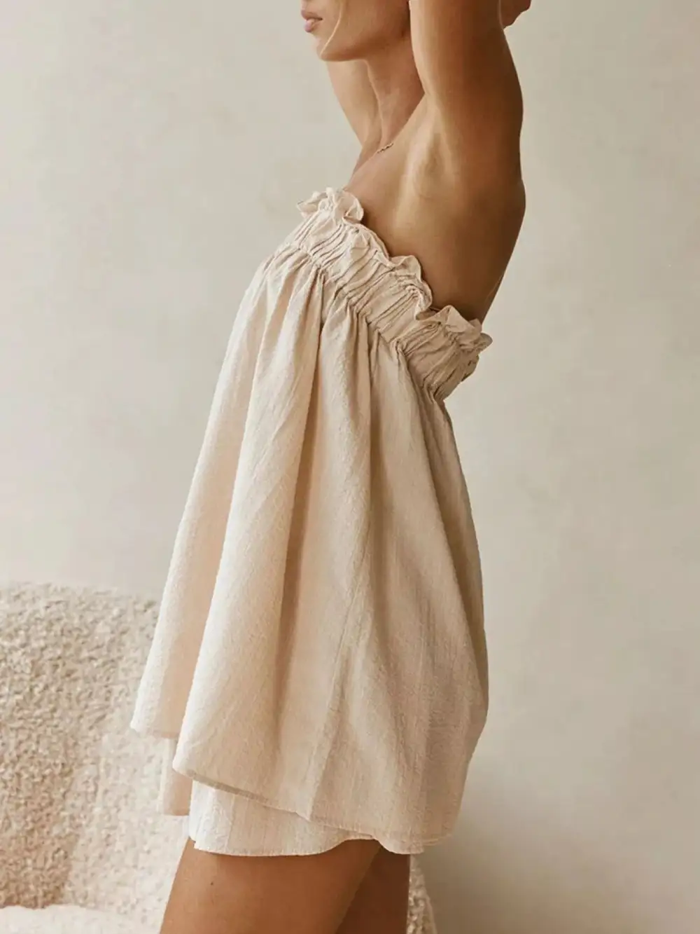 Polished Strapless Top And High-Waisted Skirt Set
