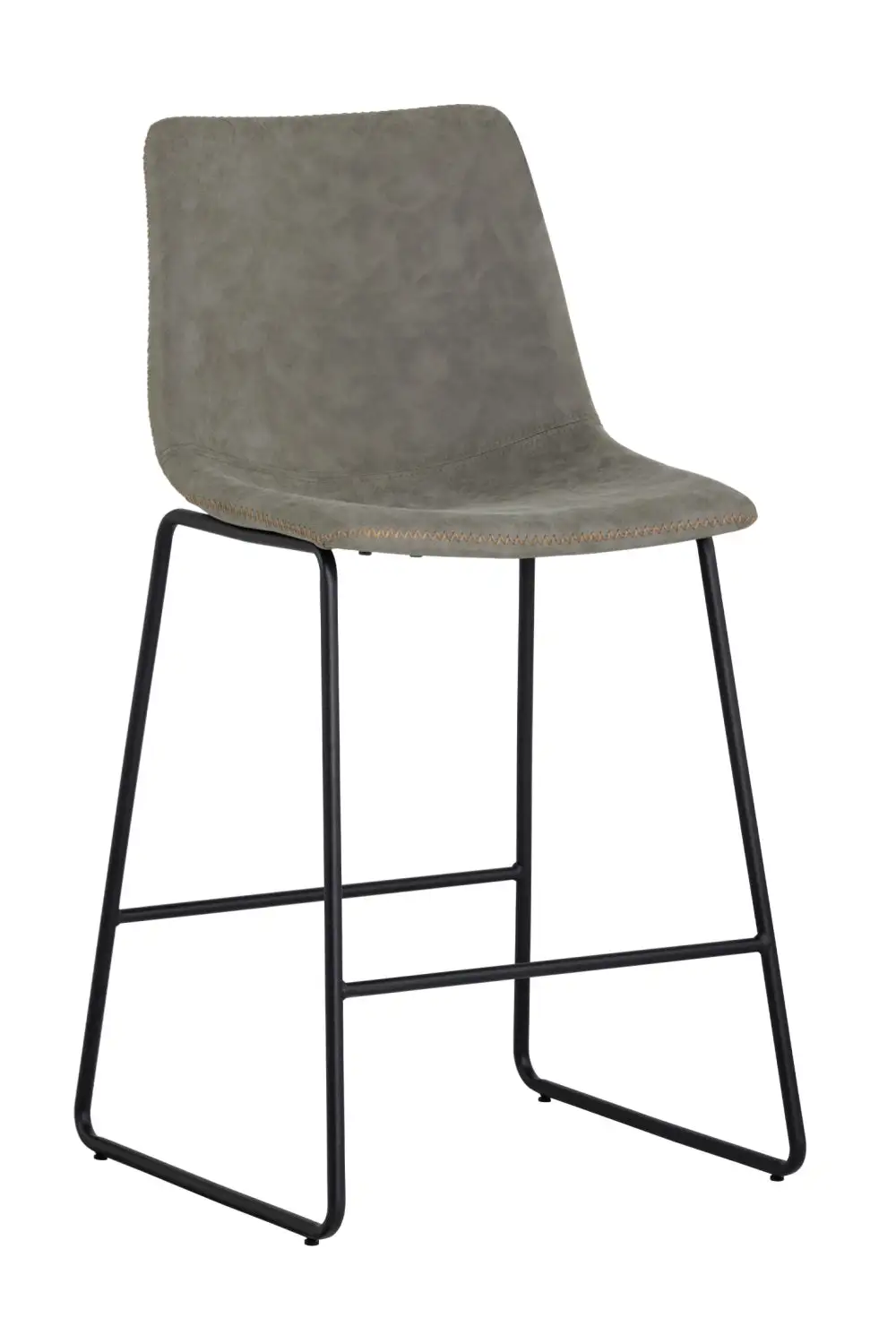 Leather Leather-Look Mid-Century Counter Stool