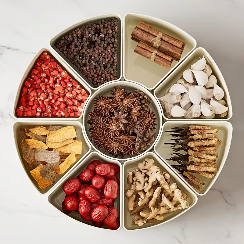 Round Multi-Compartment Spice Tray
