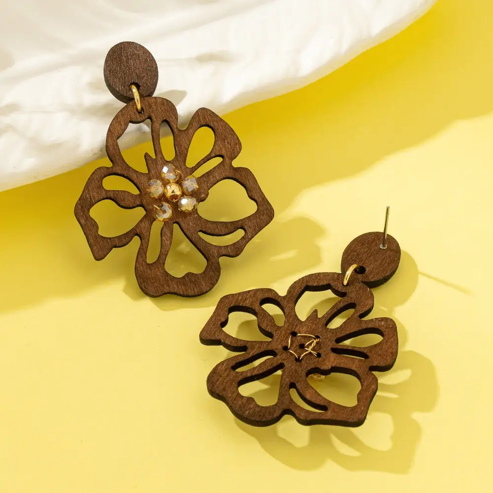 Wooden Floral Drop arrings