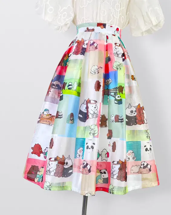 Cat Motif Bear Motif Skirt