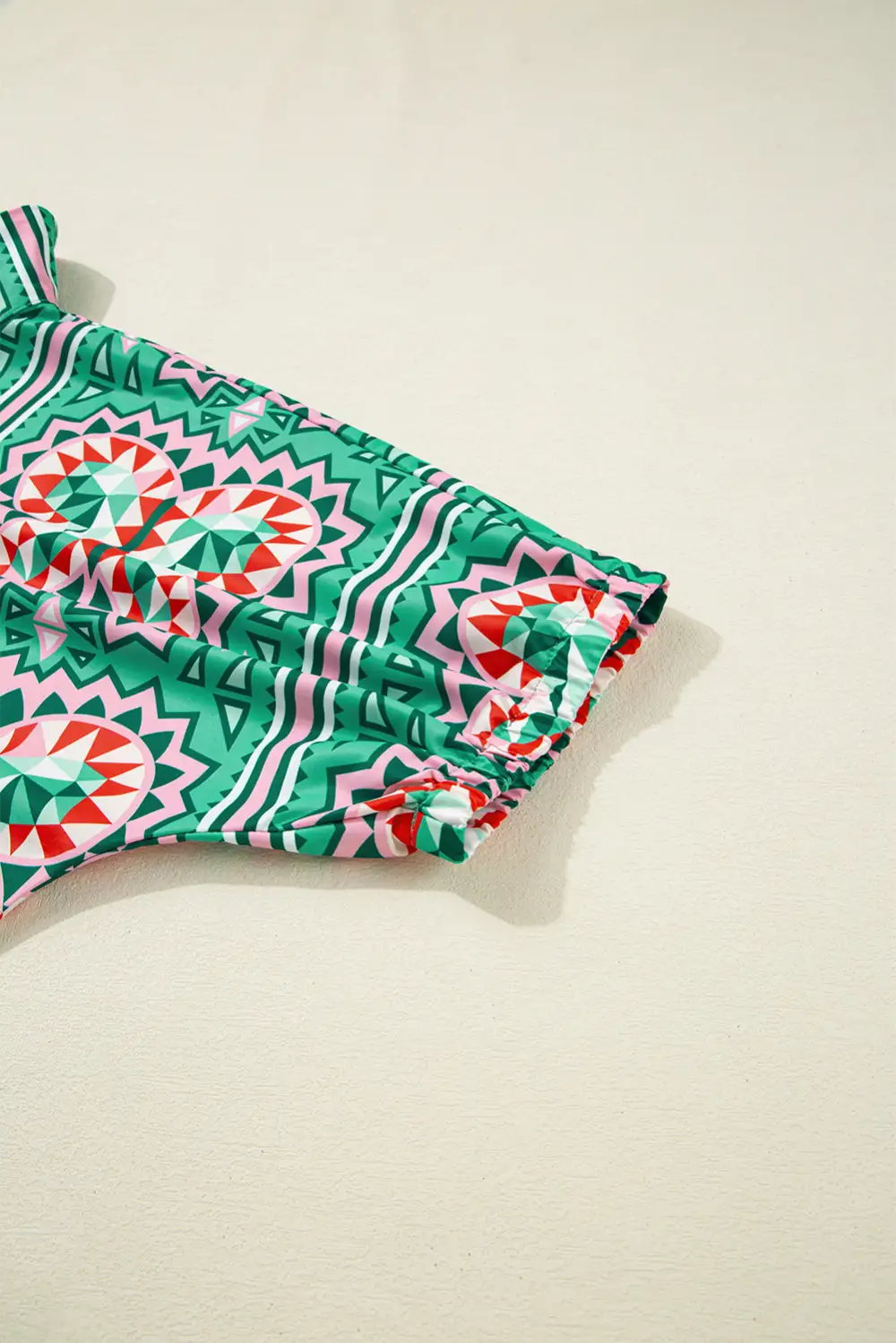 Striped Abstract Print V-Neck Blouse