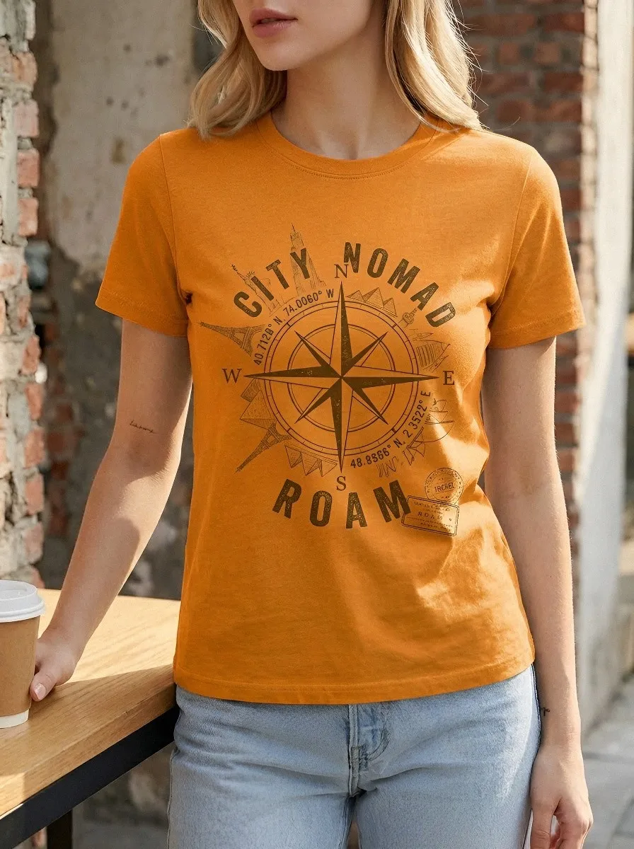 Travel Lover Compass T-Shirt Casual