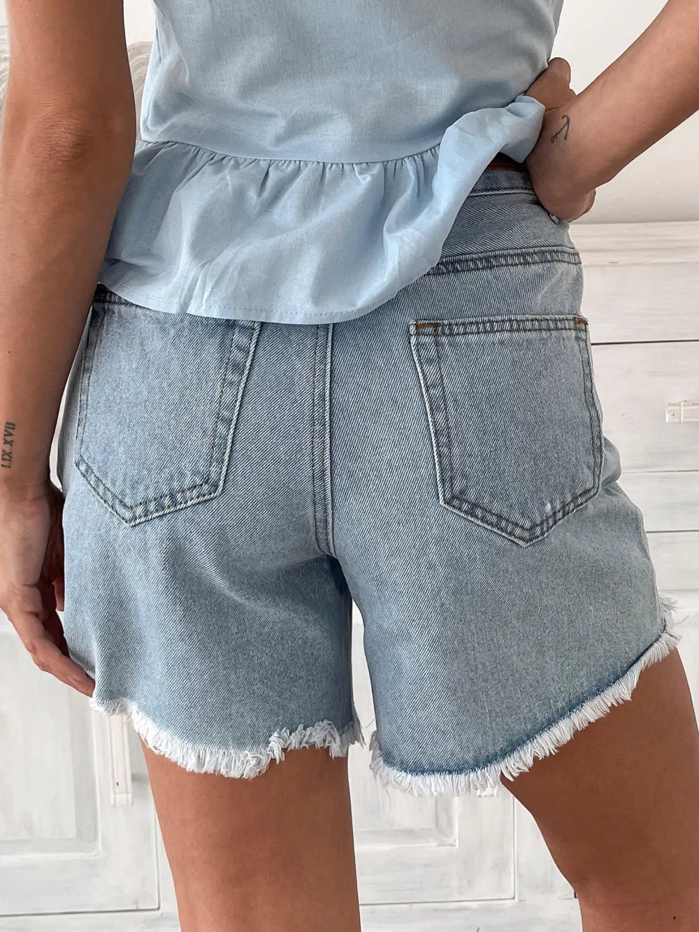 Light Blue High Waist Shorts