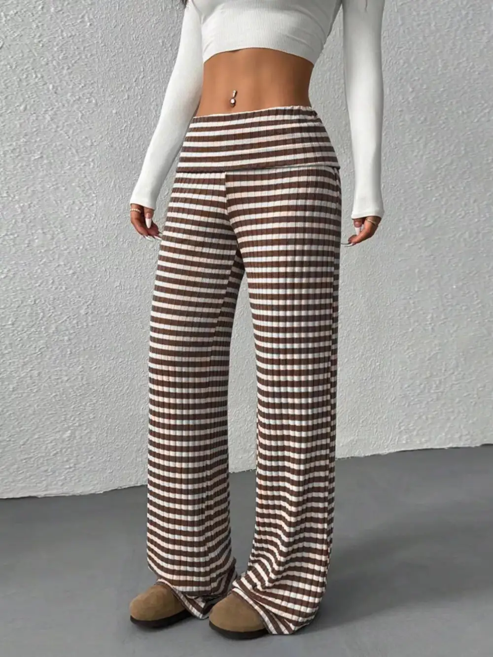 Sequin Striped Wide Leg Pants