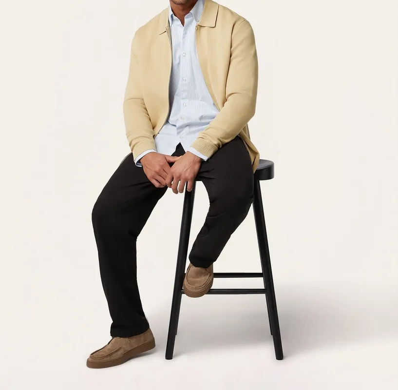 Full-Zip Jacquard Cardigan Sand