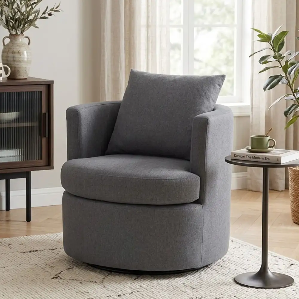 Cushioned Modern Swivel Armchair
