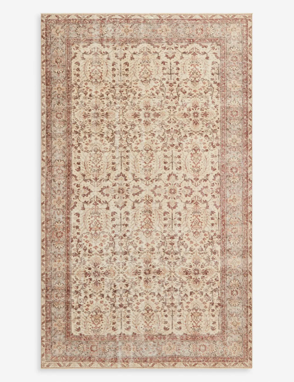 Warm Vintage Inspired Turkish Inspired Hand Knotted Wool Area Rug