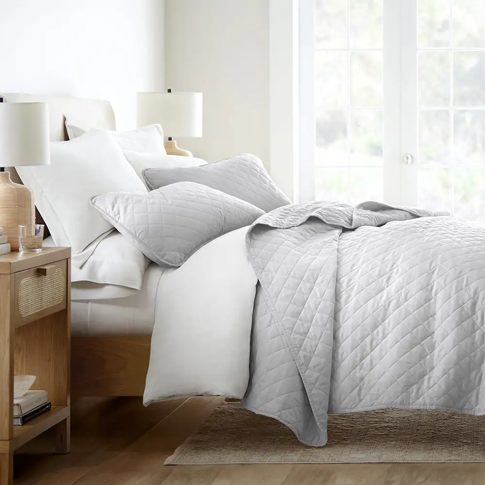 Diamond Stitch Quilted Coverlet Set