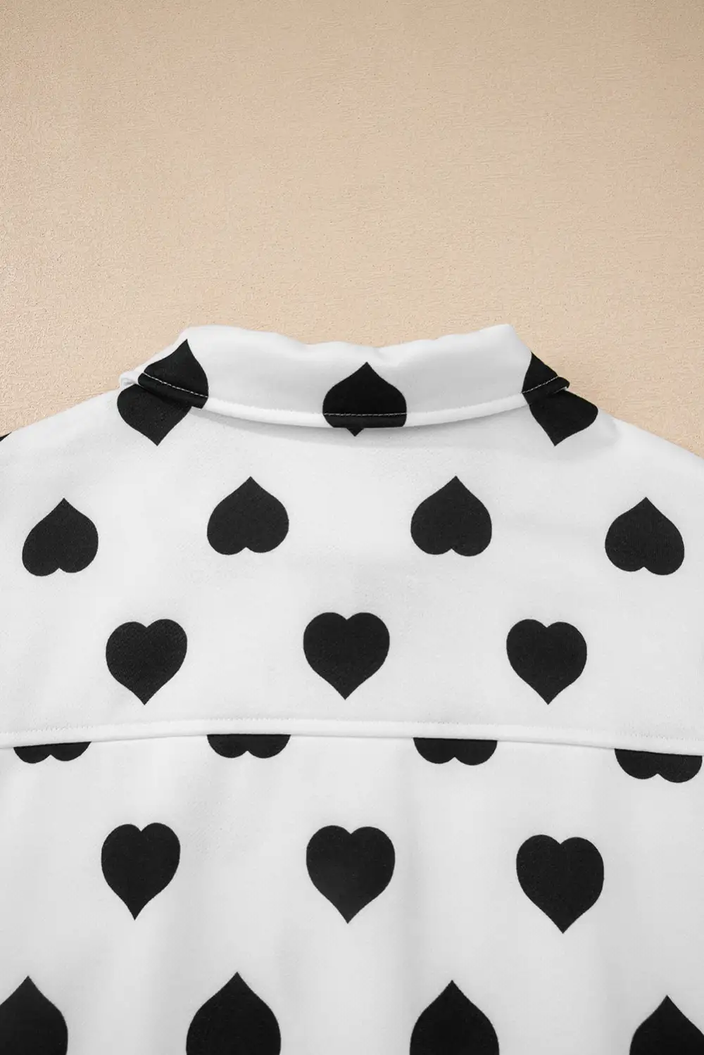 Front-Zip Collared Heart-Print Pocketed Jacket