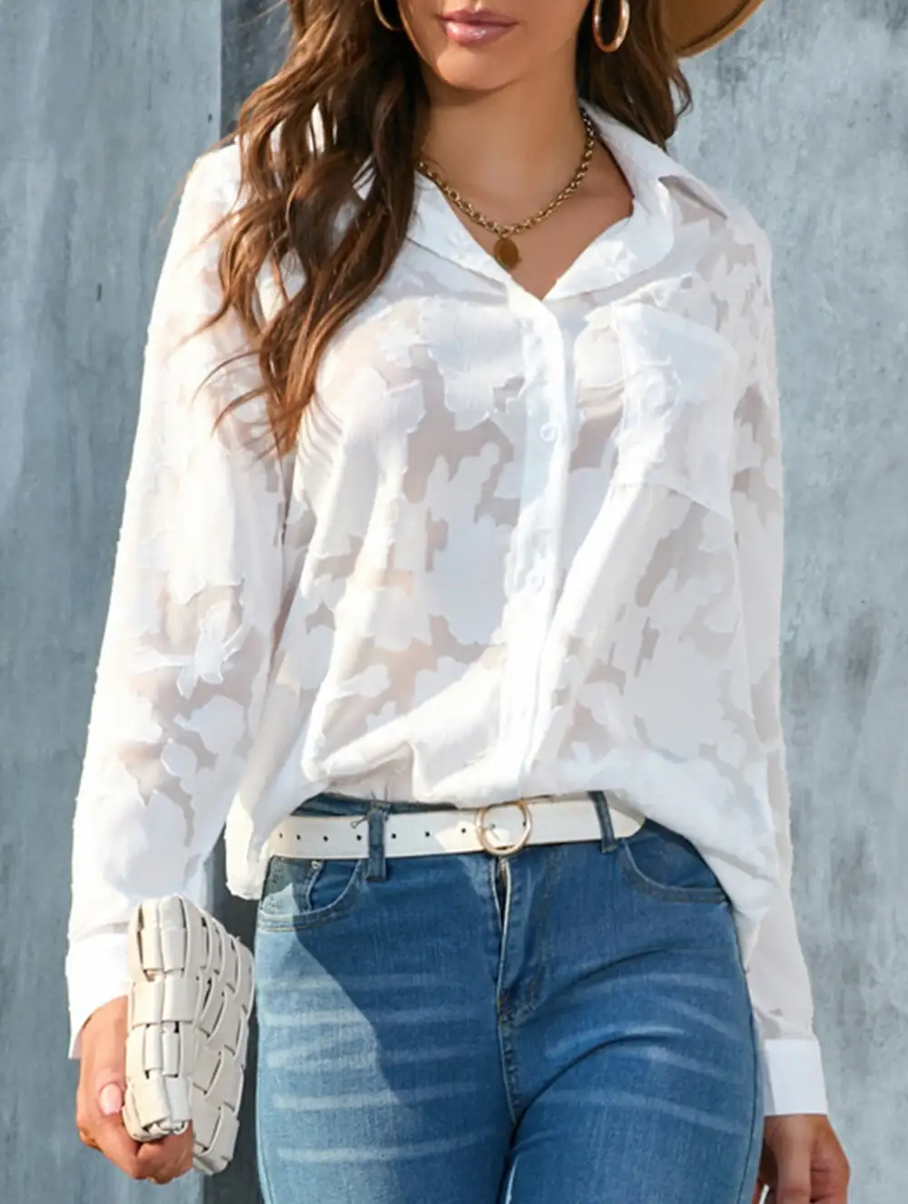 Loose Draped Chiffon Blouse