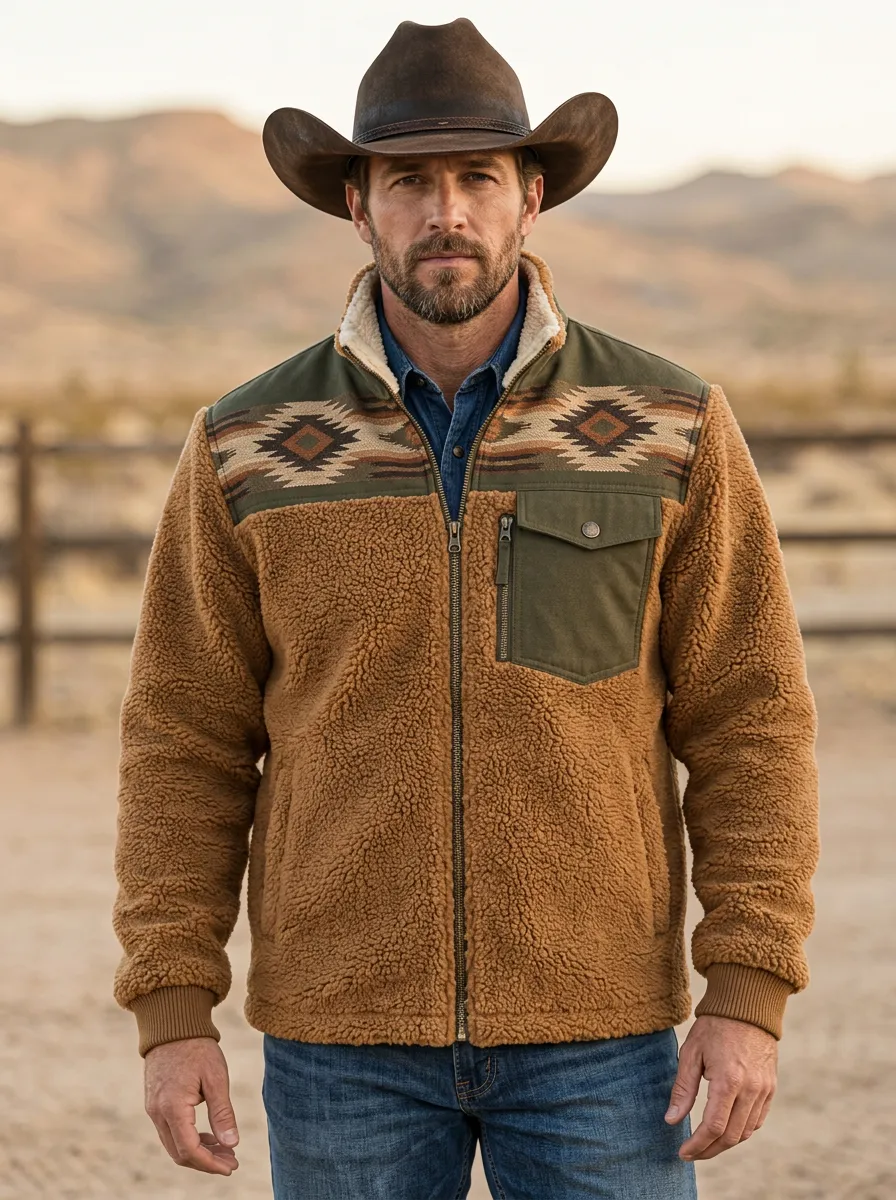 Ranch House Aztec Western Edit Men's Western Fleece Jacket