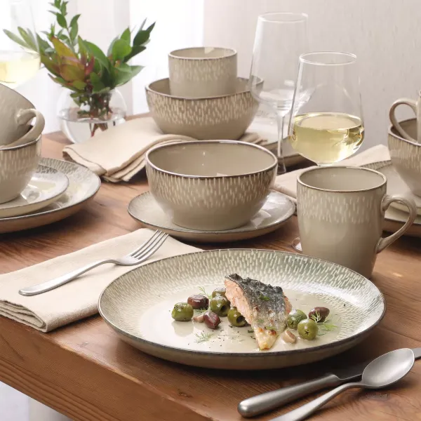 Reactive Glaze Stoneware Dinnerware Set Glossy Finish