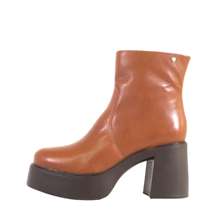 Leather Platform Zip Ankle Boots