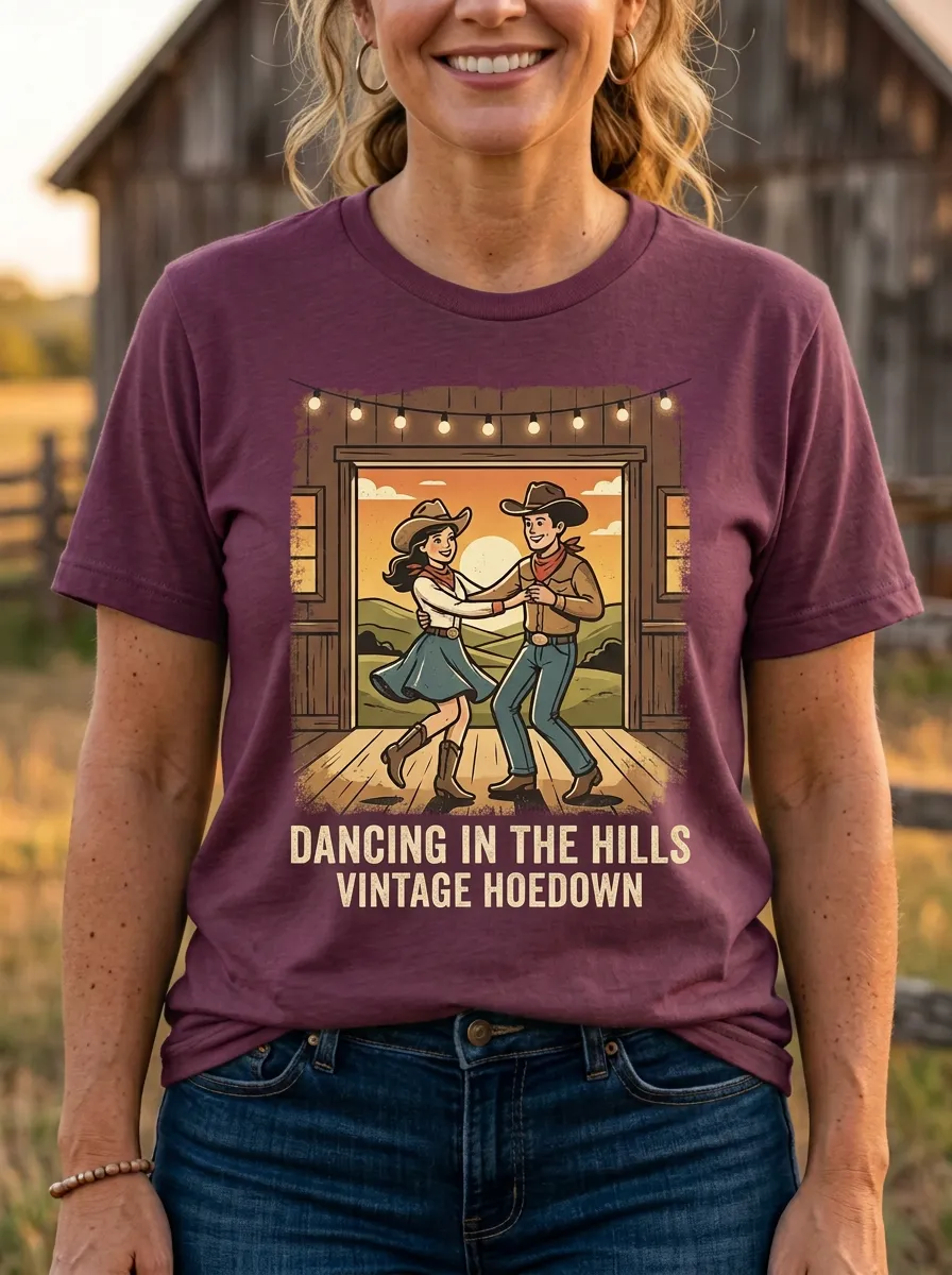 Western-Inspired Western-Motif Women's Country Music Crew-Neck T-Shirt